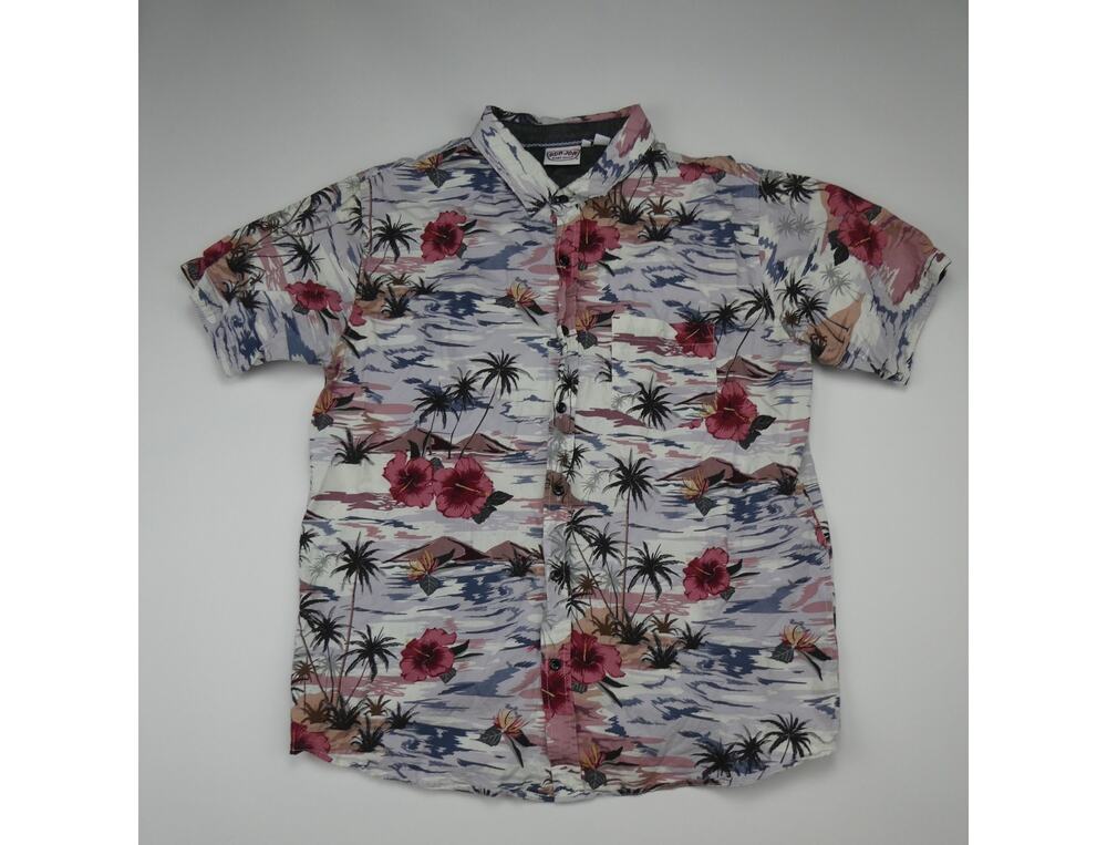 women's Ron Jon floral Hawaiian button-up shirt, large